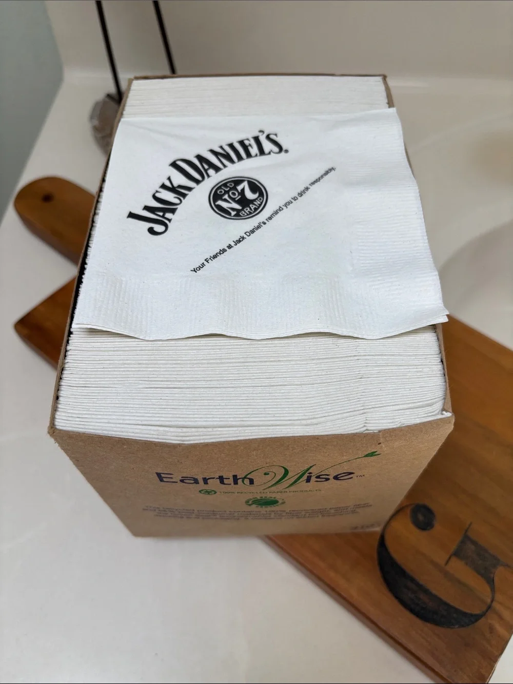 Jack Daniel’s EarthWise White Beverage Napkin with Green Logo